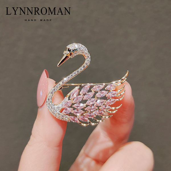 LYNNROMAN Swan Crystal Brooch